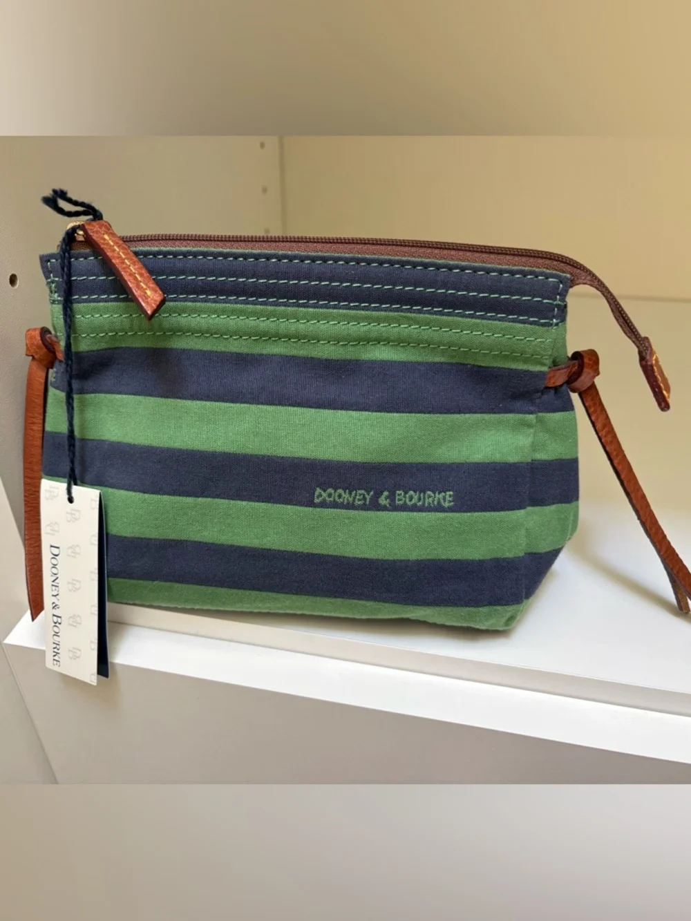Vintage Dooney & Bourke Canvas Cosmetic Bag with Leather Trim - Picture 9 of 9